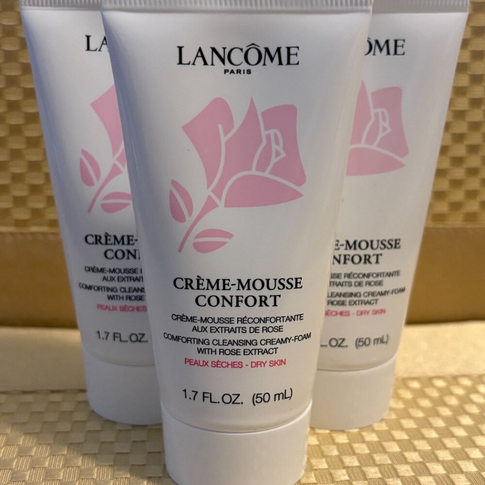 3 New Lancome Creme Mousse Confort Comforting Cleansing Creamy Foam 1.7 Fl Oz